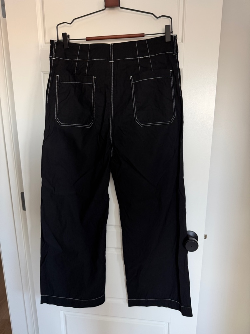 Anthropologie Collette Black Wide-Leg Jeans with White Contrast Stitching - Picture 3 of 5